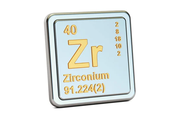 Цирконий Zr, знак химических элементов. 3D рендеринг — стоковое фото