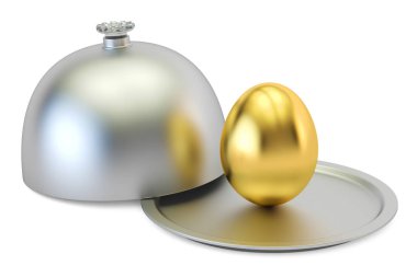 Restoran cloche altın yumurta, 3d render ile