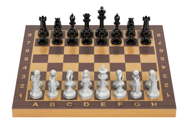 Chess board with figures, top view. 3D rendering — Stock Photo, Image