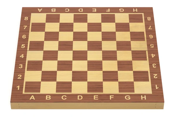 空的国际象棋棋盘，3d 渲染 — 图库照片