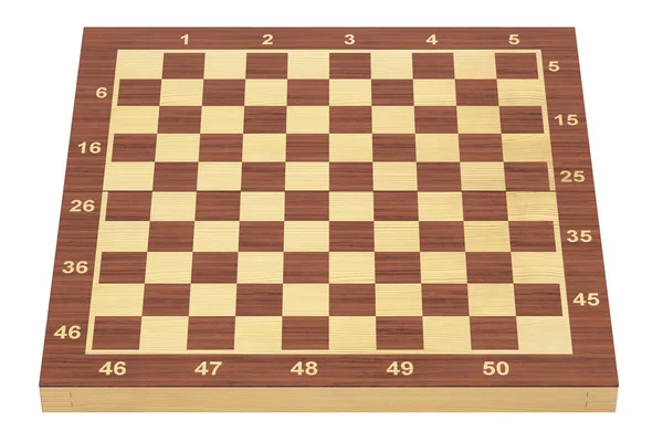 Empty checkers game board, international. 3D rendering
