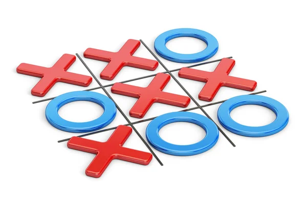 Tick-tac-toe, noughts and crosses game. 3D-Darstellung — Stockfoto