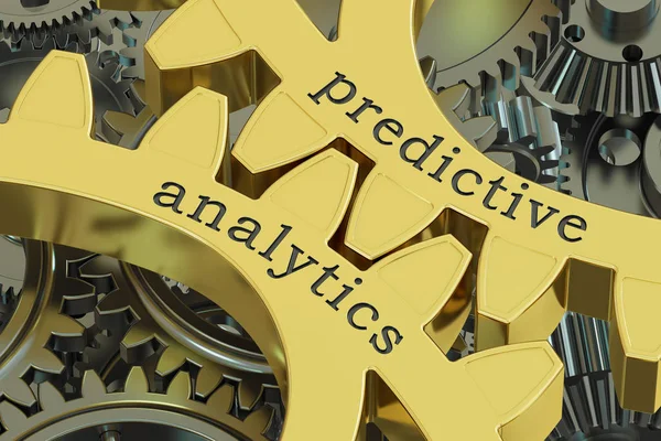 Predictive analytics concept on the gearwheels, 3D rendering — Stock Photo, Image