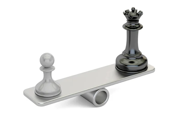 Xadrez, competição pelo conceito de líder. Renderização 3D — Fotografia de Stock