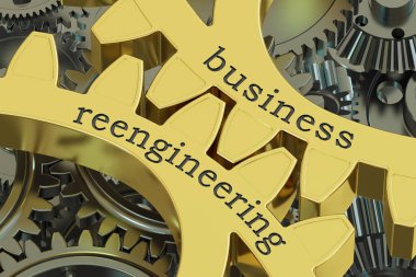 Business Reengineering concept on the gears, 3D rendering clipart