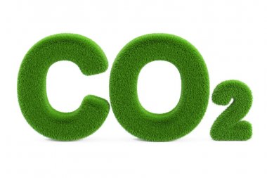 CO2 from grass inscription, 3D rendering clipart