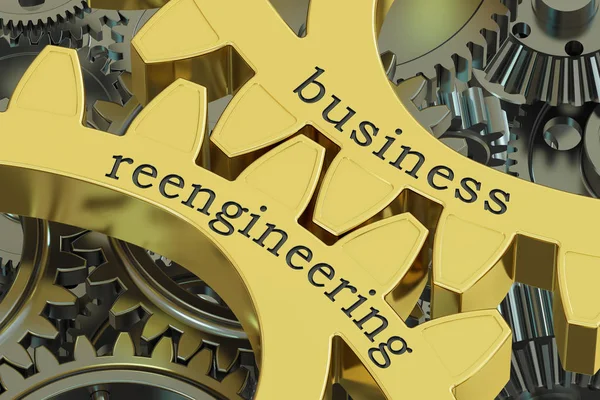 Business Reengineering concept op de tandwielen, 3D-rendering — Stockfoto