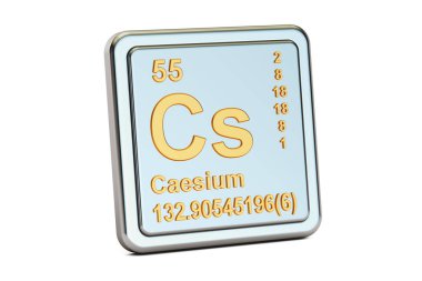 Sezyum Cs, kimyasal element işareti. 3D render