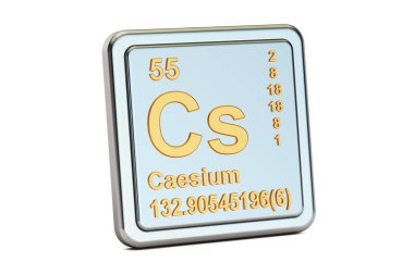 Caesium Cs, chemical element sign. 3D rendering clipart