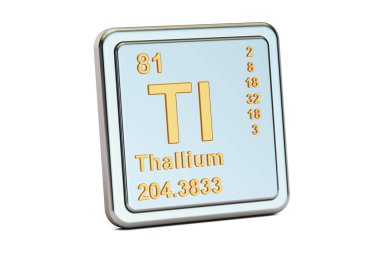 Talyum Tl, kimyasal element işareti. 3D render