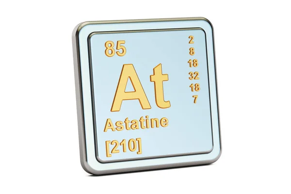 Astat At, Znak pierwiastka chemicznego. renderowania 3D — Zdjęcie stockowe