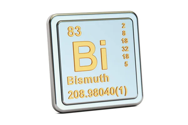Bismuto Bi, segno dell'elemento chimico. Rendering 3D — Foto Stock