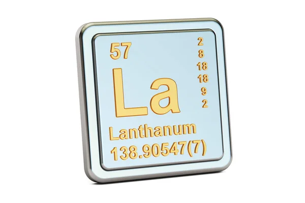 Лантану ла, хімічний елемент підписати. 3D-рендерінг — стокове фото