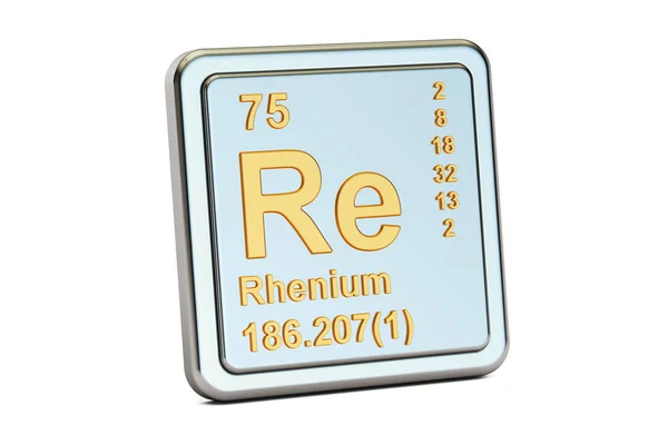Rênio Re, sinal de elemento químico. Renderização 3D — Fotografia de Stock