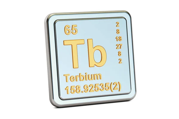 Terbium Tb, grundämne tecken. 3D-rendering — Stockfoto