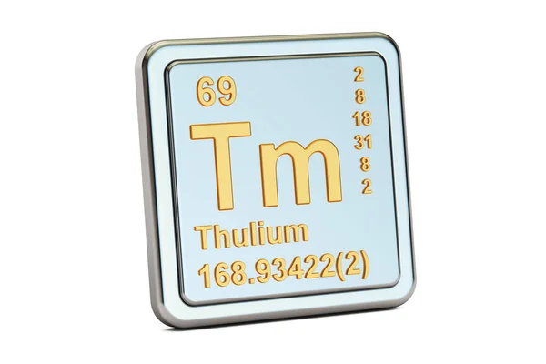 Tulium Tm, grundämne tecken. 3D-rendering — Stockfoto