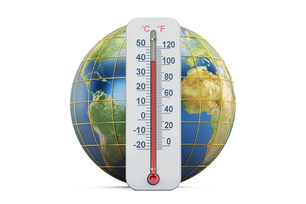 Premium Photo  Rising global temperatures earth model with a thermometer d  render