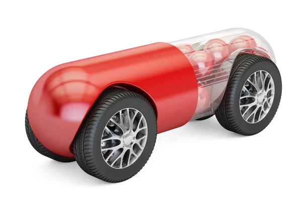 Capsule pil op wielen, 3D-rendering — Stockfoto