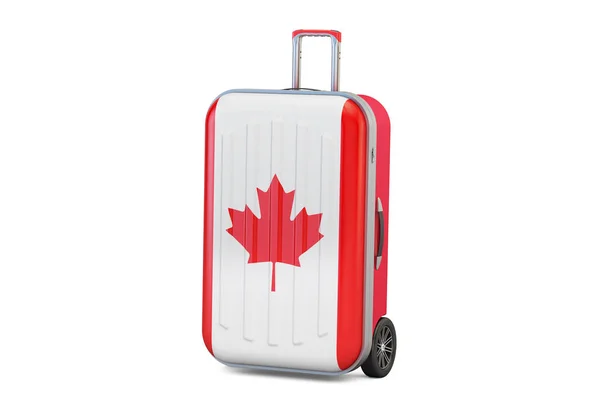 Canada travel concept, maleta con bandera canadiense. Renderizado 3D — Foto de Stock