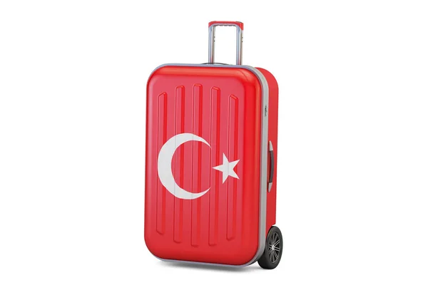 Turkije reizen concept, koffer met Turkse vlag. 3D-rendering — Stockfoto