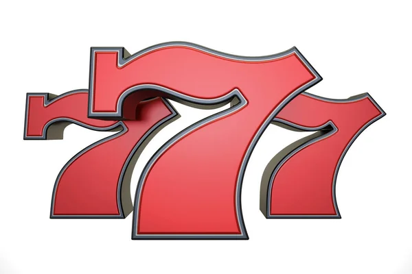 777 simbolo jackpot, rendering 3D — Foto Stock