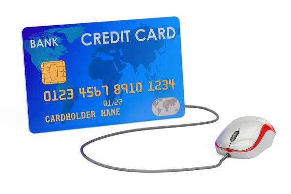Online nákupy a bankovnictví koncepce. Kreditní karta s počítači m — Stock fotografie