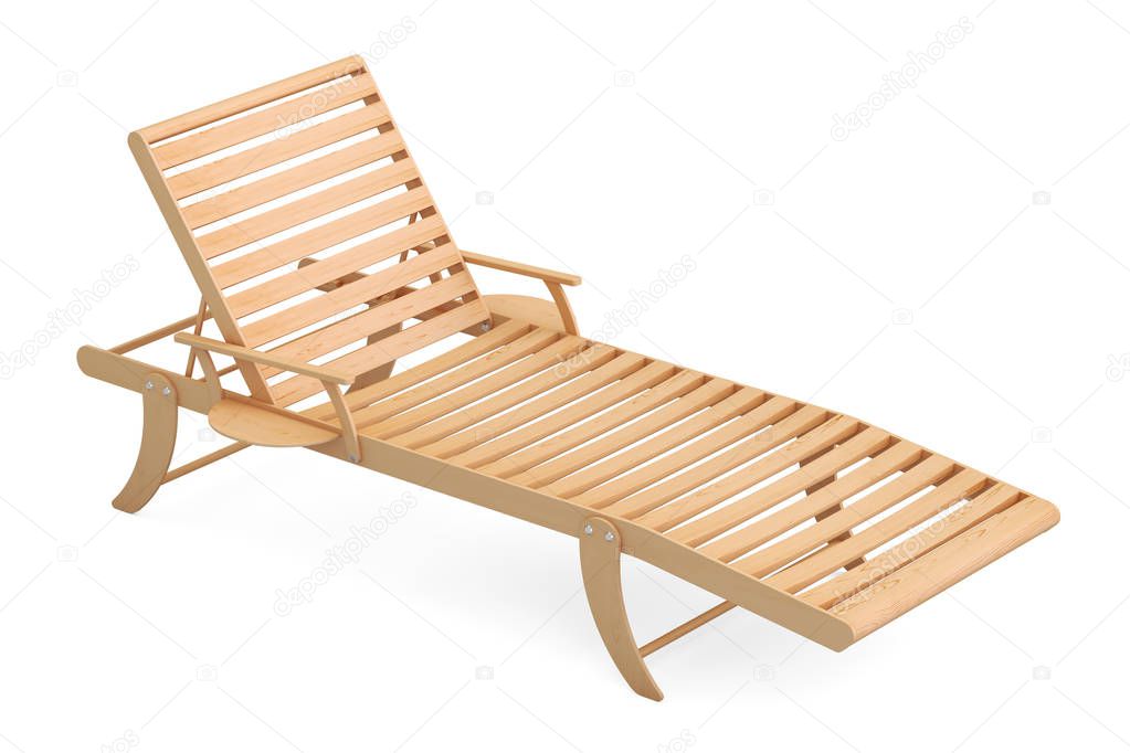 Wooden sun lounger, 3D rendering
