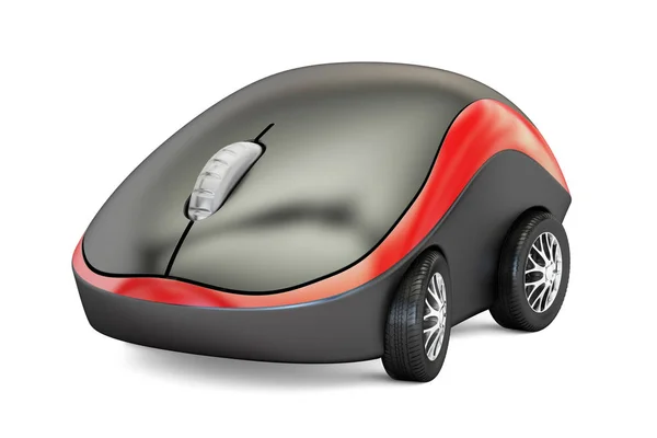 Мышь с автомобильными колесами, 3D-рендеринг — стоковое фото