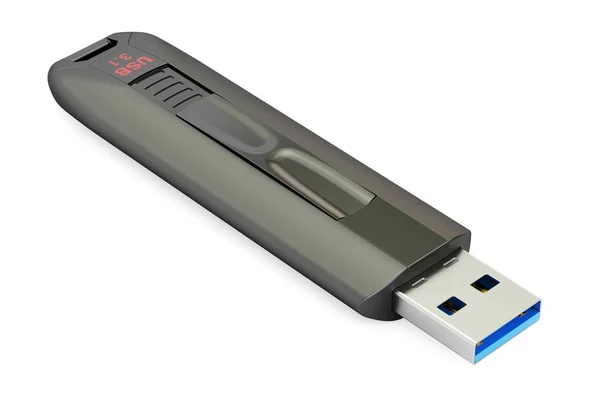 Черный USB Flash Drive 3.1, 3D рендеринг — стоковое фото