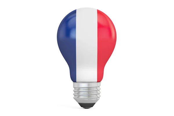 Lâmpada com bandeira da França, renderização 3D — Fotografia de Stock