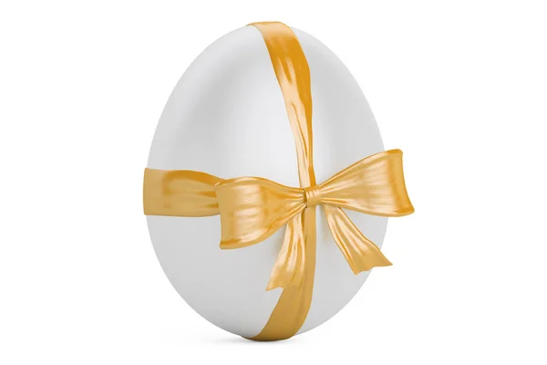 Jajko z żółtą kokardę i wstążki, koncepcja prezent. renderowania 3D — Zdjęcie stockowe