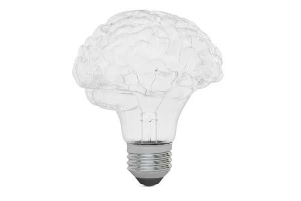 De hersenen van de gloeilamp, idee concept. 3D-rendering — Stockfoto
