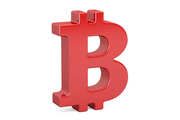 Rotes Bitcoin-Symbol, 3D-Rendering — Stockfoto