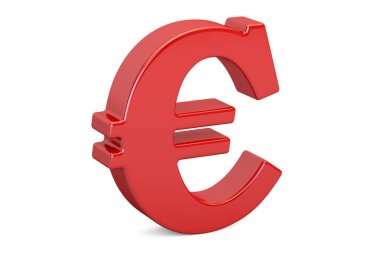 Kırmızı euro simgesi, 3d render 