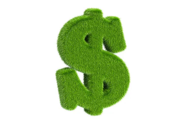 Símbolo do dólar gramado, renderização 3D — Fotografia de Stock