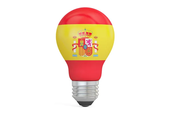 Bombilla con bandera de España, representación 3D — Foto de Stock