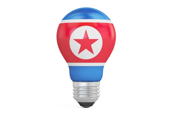 北朝鮮の旗、3 d レンダリングの電球 — ストック写真