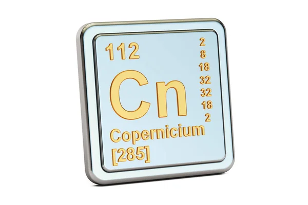 Copérnio Cn, sinal de elemento químico. Renderização 3D — Fotografia de Stock
