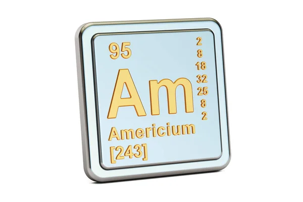 Americium Am, chemical element sign. 3D rendering — Stock Photo, Image