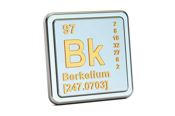 Berkelium Bk, Znak pierwiastka chemicznego. renderowania 3D — Zdjęcie stockowe