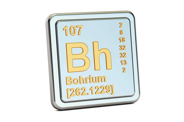 Bohrium Bh, grundämne tecken. 3D-rendering — Stockfoto