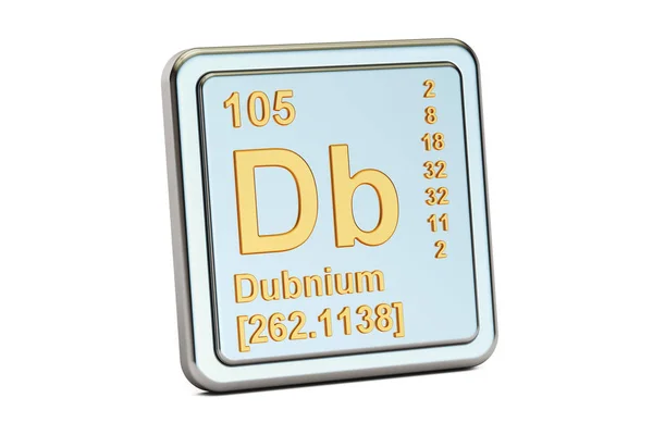 Dubnium Db, grundämne tecken. 3D-rendering — Stockfoto