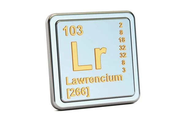 Λωρένσιο Lr, χημικό στοιχείο σύμβολο. 3D rendering — Φωτογραφία Αρχείου