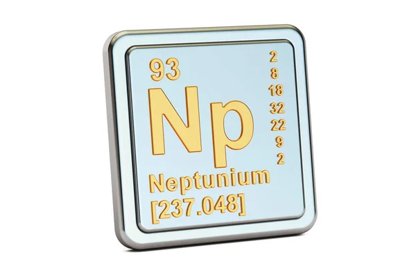 Neptunium Np, grundämne tecken. 3D-rendering — Stockfoto