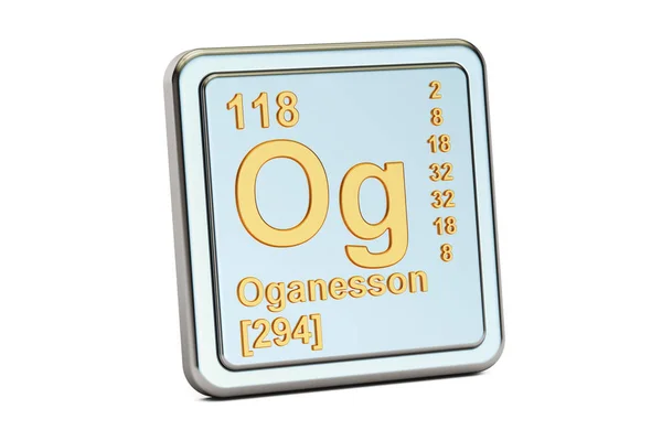Oganesson Og, signo de elemento químico. Renderizado 3D — Foto de Stock