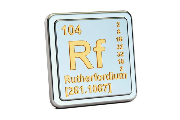 Rutherford Rf, Znak pierwiastka chemicznego. renderowania 3D — Zdjęcie stockowe