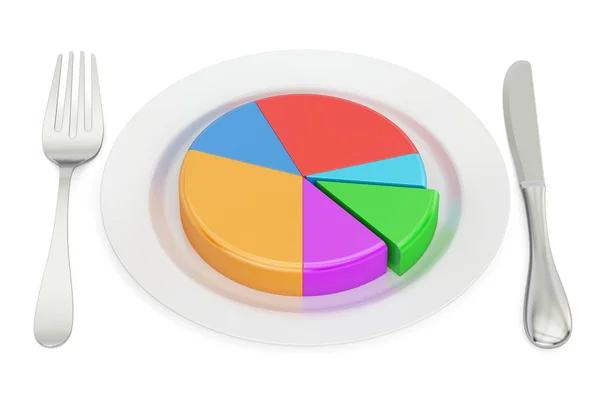 Placa con gráfico circular de colores, representación 3D —  Fotos de Stock