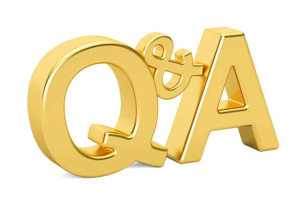 Q & A texto metálico dourado, renderização 3D — Fotografia de Stock
