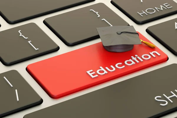 Bouton d'éducation, touche rouge sur le clavier. rendu 3D — Photo