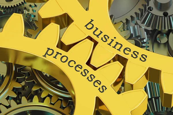 Business Processes concept on the gearwheels, 3D rendering — Stock Photo, Image